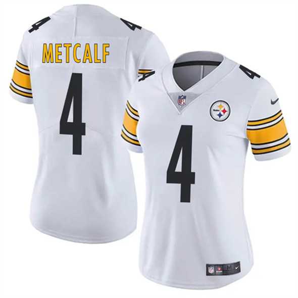 Womens Pittsburgh Steelers #4 DK Metcalf White 2025 Vapor Stitched Jersey Dzhi
